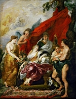Rubens, Pieter Paul - Geburt des Dauphin in Fontainebleau (Gemäldezyklus für Maria de' Medici)