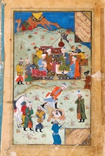 Unbekannter Künstler - Miniatur aus Yusuf und Zulaikha (Liebesgeschichte von Josef und der Frau des Potiphar) von Dschami