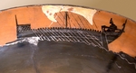 Antike Vasenmalerei, Attische Kunst - Schiff auf der Innenseite einer Schale der Leagros-Gruppe. Attische Vasenmalerei