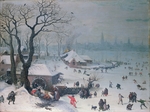 Valckenborch, Lucas, van - Winterlandschaft bei Antwerpen mit Schneefall