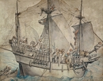 Holbein, Hans, der Jüngere - Schiff mit Matrosen und einer Marketenderin beim Gelage