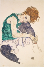 Schiele, Egon - Sitzende Frau mit angezogenen Beinen (Adele Herms)