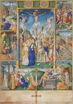 Meister des Jacques de Besançon - Die Kreuzigung Christi mit Sechs Passionsszenen