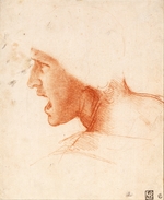 Leonardo da Vinci - Studie für den Kopf eines Soldaten zur Schlacht von Anghiari