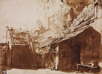 Rembrandt van Rhijn - Bauernhaus mit Licht und Schatten