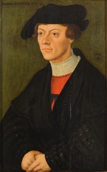 Cranach, Lucas, der Ältere - Bildnis eines 19-jährigen jungen Mannes in schwarzer Kleidung