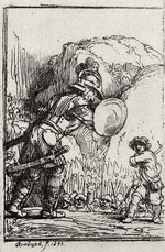 Rembrandt van Rhijn - David und Goliath. Illustration zum Buch Piedra gloriosa von Menasse ben Israel
