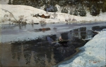Thaulow, Fritz - Winter am Fluss Simoa