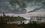 Dahl, Johan Christian Clausen - Larvik bei Vollmond