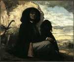 Courbet, Gustave - Selbstbildnis mit schwarzem Hund