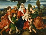 Veronese (de' Pitati), Bonifacio - Die Heilige Familie mit Tobias und dem Engel, Heiliger Dorothea, Johannesknaben und der Legende vom Kornwunder