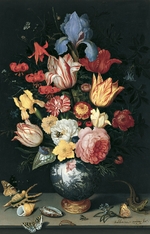 Ast, Balthasar, van der - Chinesische Vase mit Blumen, Muscheln und Insekten