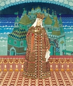 Bilibin, Iwan Jakowlewitsch - Militrissa. Kostümentwurf zur Oper Das Märchen vom Zaren Saltan von N. Rimski-Korsakow