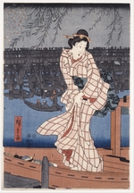 Hiroshige, Utagawa - Abend auf dem Sumida-Fluss