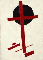 Malewitsch, Kasimir Sewerinowitsch - Mystischer Suprematismus (schwarzes Kreuz über rotem Oval)
