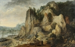 Valckenborch, Lucas, van - Bergige Flusslandschaft mit Bergbauarbeiten