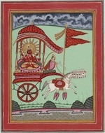 Indische Kunst - Der Sonnengott Surya-Pusha im Streitwagen