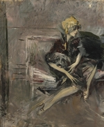 Boldini, Giovanni - Dame im gelben Hut mit ihrem Hund (Marchesa Casati)