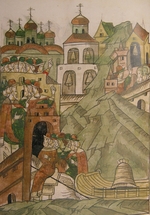 Altrussische Kunst - Die Glocke der Volksversammlung in Nowgorod wird nie wieder läuten (Aus der Illustrierten Chronikhandschrift)