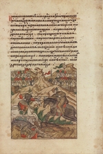 Unbekannter Künstler - Zweikampf des Mönches Pereswet mit Temir-Murza (Aus der Illustrierten Chronikhandschrift)