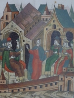 Unbekannter Künstler - Arrest Dmitris des Enkels und seiner Mutter (Aus der Illustrierten Chronikhandschrift)
