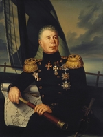 Unbekannter Künstler - Porträt von Admiral Iwan (Adam) Krusenstern (1770-1846)