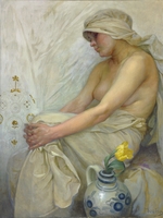 Mucha, Alfons Marie - Sitzendes Mädchen