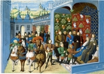 Meister des Harley-Froissart - Karl VI. von Frankreich empfängt die englische Gesandten. Aus der Chronik des Jean Froissart