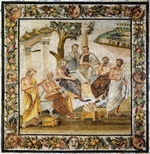 Klassische Antike Kunst - Platonische Akademie. Mosaik von Pompeji