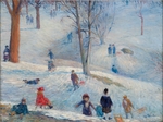 Glackens, William James - Schlitteln im Central Park