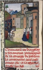 Unbekannter Künstler - König Eduard III. und Catherine Grandison. Miniatur aus Chroniques d'Angleterre by Jean de Wavrin