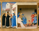Angelico, Fra Giovanni, da Fiesole - Die Disputation und das Buchwunder des Heiligen Dominikus (Predella des Altarretabel Die Marienkrönung)