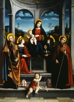 Francia, Francesco - Thronende Madonna und Kind mit Heiligen Benedikt, Justina, Placidus und Scholastika