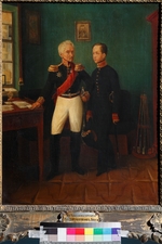 Unbekannter Künstler - Porträt von General Fjodor Grigorjewitsch (Friedrich August) Goldgeuer (1771-1848) mit Sohn Michail