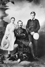 Russischer Fotograf - Porträt des Zaren Alexander II. von Russland (1818-1881) mit Tochter Maria und Sohn Alexei