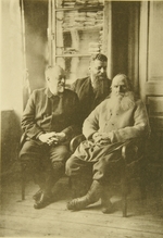 Tolstaja, Sofia Andrejewna - Lew Tolstoi mit dem Politiker Michail Stachowitsch (1861-1923) und Schwiegersohn Michail Suchotin (1850-1916)