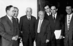 Unbekannter Fotograf - Ilja Frank, Niels Bohr, Igor Tamm, Witali Ginsburg und Jewgeni Feinberg in FIAN