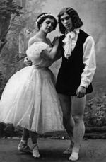 Unbekannter Fotograf - Tamara Karsawina und Vaslav Nijinsky im Ballett Les Sylphides