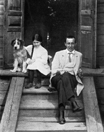 Unbekannter Fotograf - Komponist Sergei Rachmaninow (1873-1943) mit Tochter Irina in Iwanowka