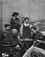 Scheljabuschski, Juri Andrejewitsch - Wladimir Lenin zu Gast beim Schriftsteller Gorki. Schachspiel zwischen Alexander Bogdanow und Wladimir Lenin