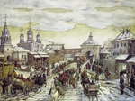 Wasnezow, Appolinari Michailowitsch - An der Mjasnizkaja-Pforte von der Bely Gorod (Weiße Stadt) in Moskau des 17. Jahrhunderts