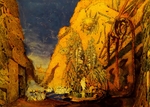 Bakst, Léon - Bühnenbildentwurf zum Ballett Der blaue Gott von R. Hahn