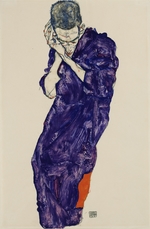 Schiele, Egon - Jüngling in violetter Kutte mit verschränkten Händen