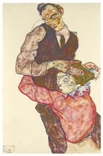 Schiele, Egon - Liebespaar (Selbstdarstellung mit Wally)