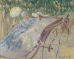 Icart, Louis Justin Laurent - Zwei elegante Damen in einer Kutsche