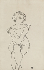 Schiele, Egon - Sitzender Akt mit überkreuzten Armen und Beinen