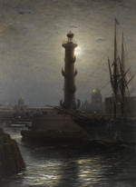 Bogoljubow, Alexei Petrowitsch - Die Rostrasäule in der Nähe von der Börse in St. Petersburg