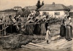 Wladimirow, Iwan Alexejewitsch - Eine religiöse Prozession zum Abhaltung der Cholera im ländlichen Russland (Aus der Aquarellserie Russische Revolution)