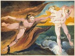 Blake, William - Kampf zwischen den gottestreuen und gefallenen Engel um das Kind