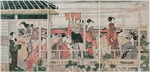 Utamaro, Kitagawa - Frauen, die Wäsche zum Trocknen aufhängen